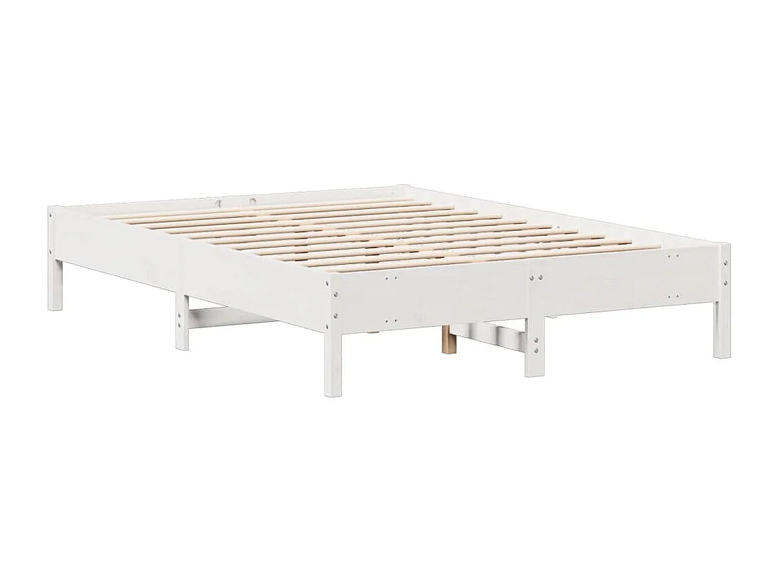 Lit bibliothèque sans matelas blanc 140x190 cm bois pin massif