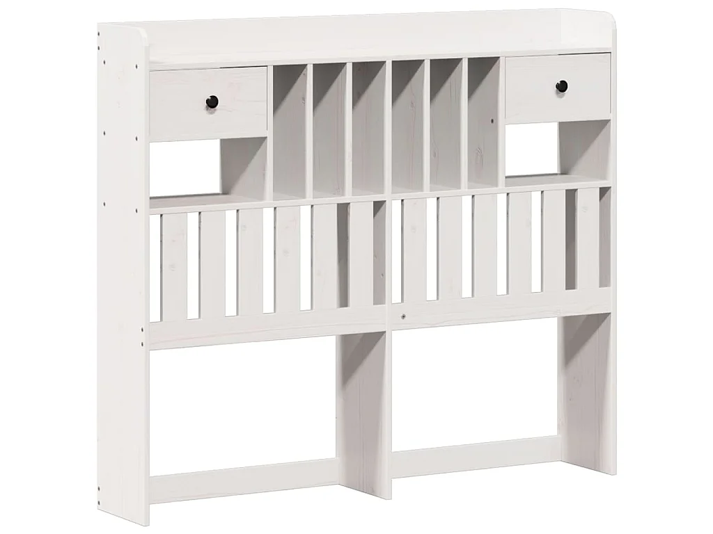 Lit bibliothèque sans matelas blanc 135x190 cm bois pin massif