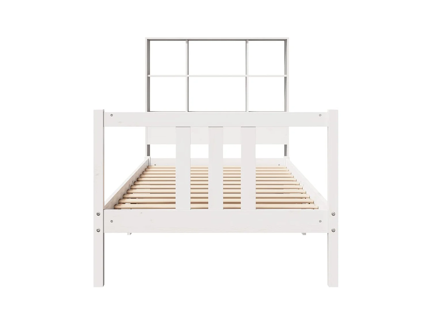 Lit bibliothèque sans matelas blanc 90x200cm bois de pin massif