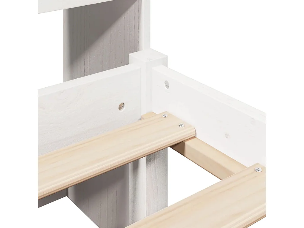 Lit bibliothèque sans matelas blanc 90x200cm bois de pin massif