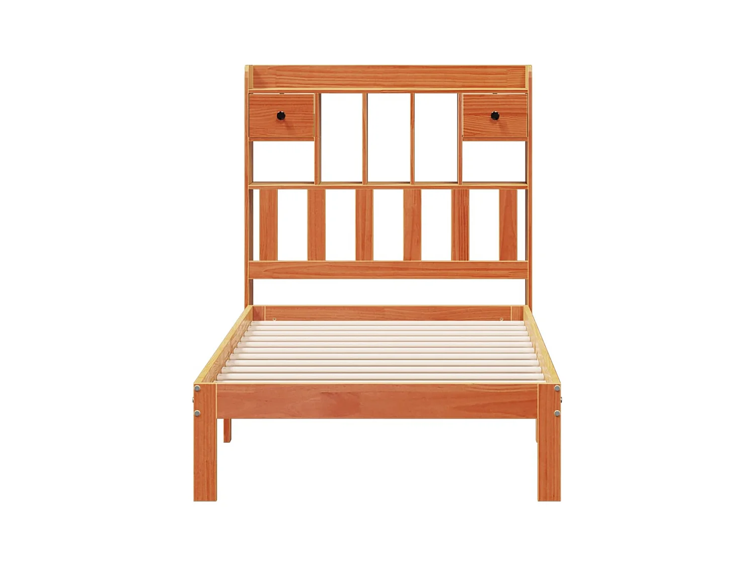 Lit bibliothèque sans matelas cire marron 100x200 cm pin massif