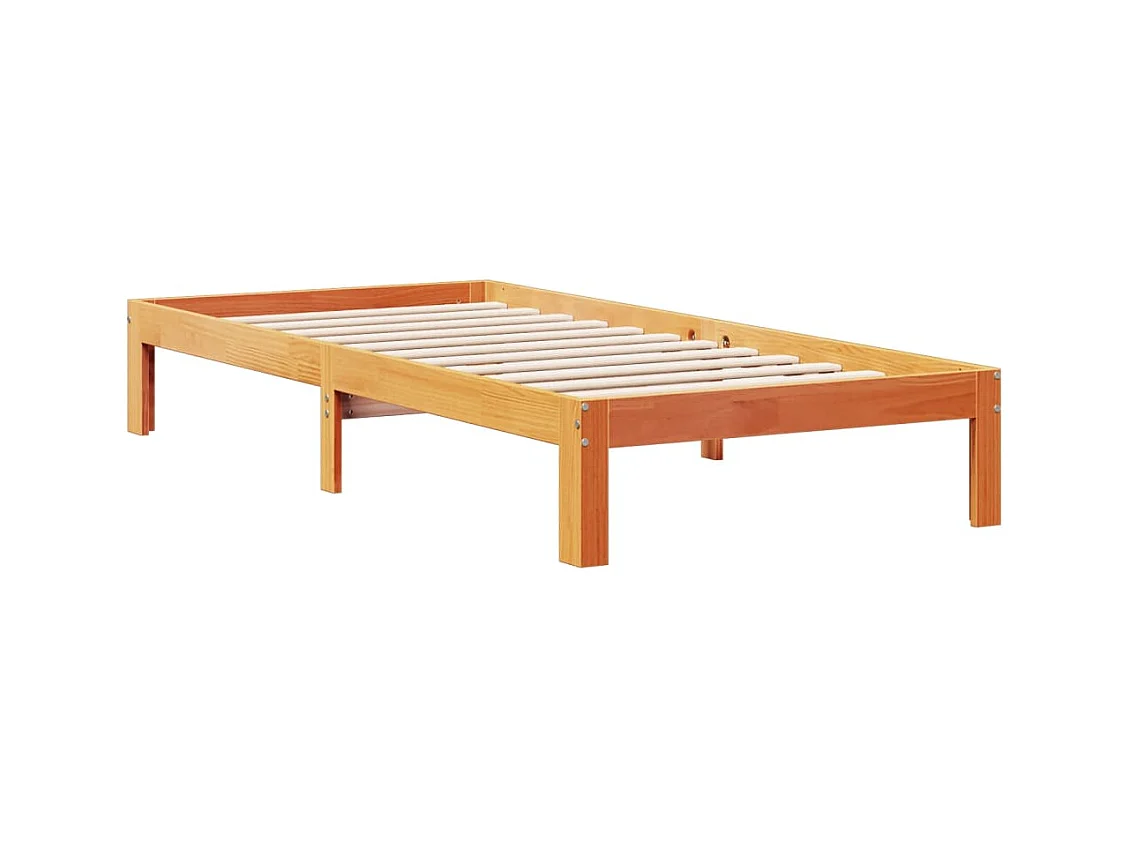 Lit bibliothèque sans matelas cire marron 100x200 cm pin massif