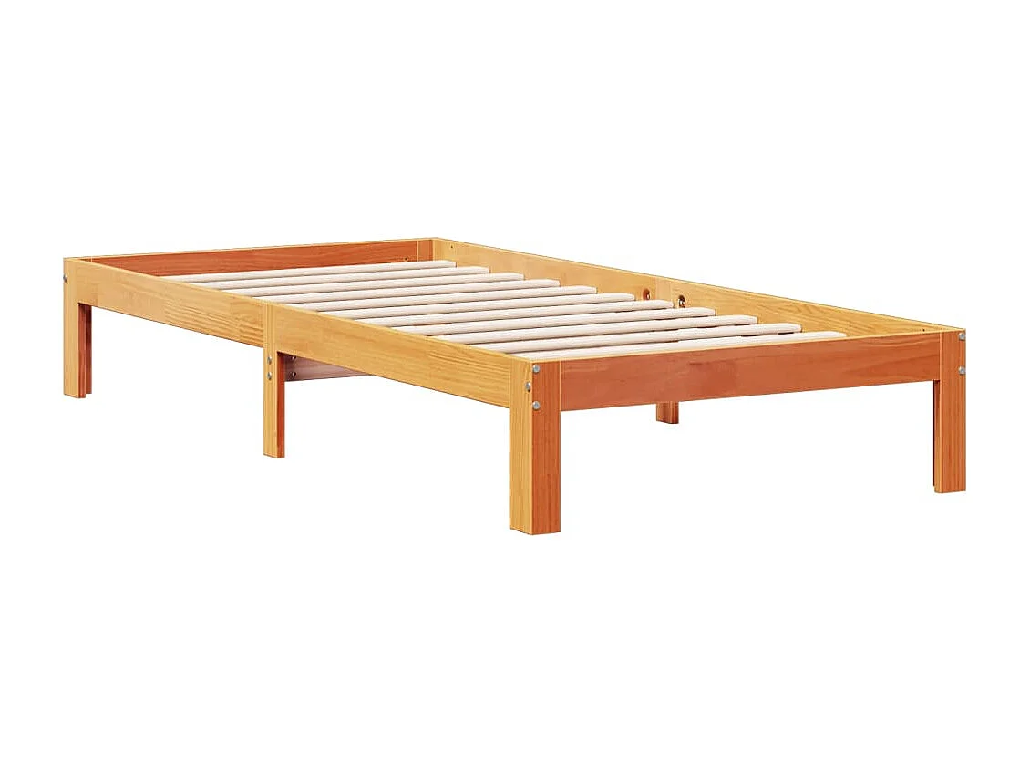 Cama con estantería sin colchón madera maciza marrón 100x200 cm