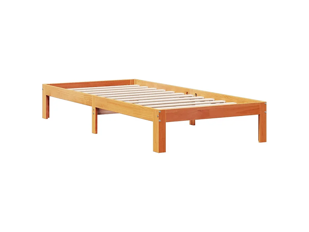 Massivholzbett mit Regal ohne Matratze Wachsbraun 100x200 cm