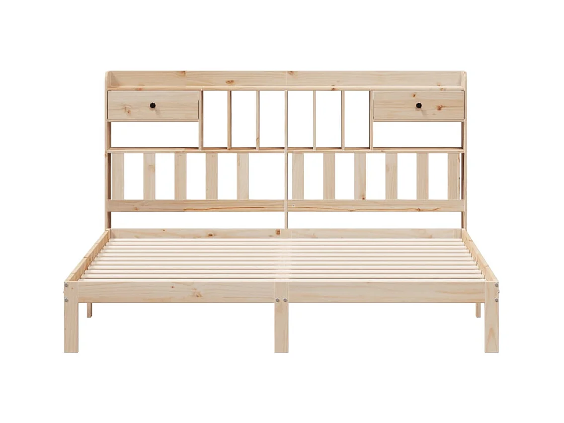 Lit bibliothèque sans matelas 180x200 cm bois massif de pin
