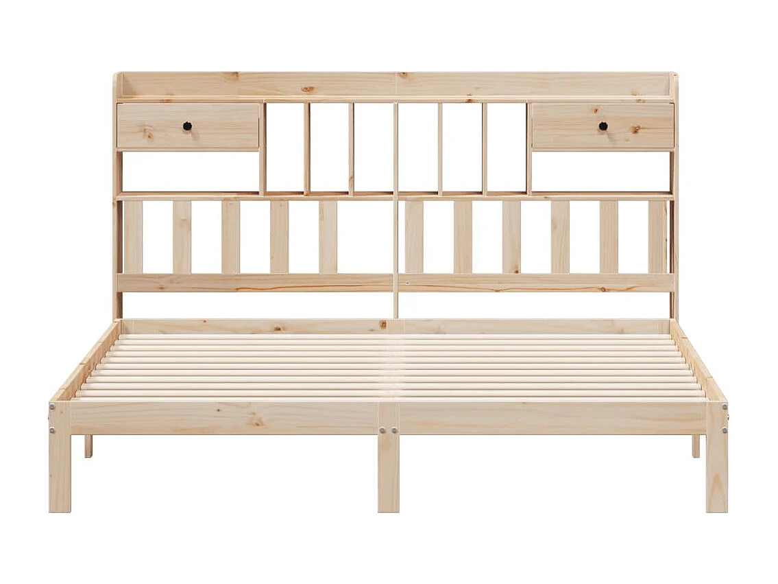Cama con estantería sin colchón madera maciza de pino 180x200cm