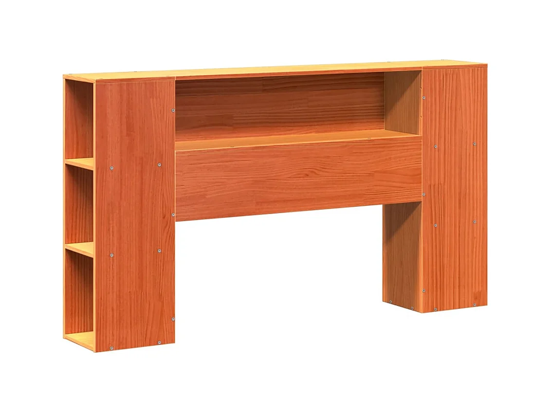 Lit bibliothèque sans matelas cire marron 140x200cm bois massif