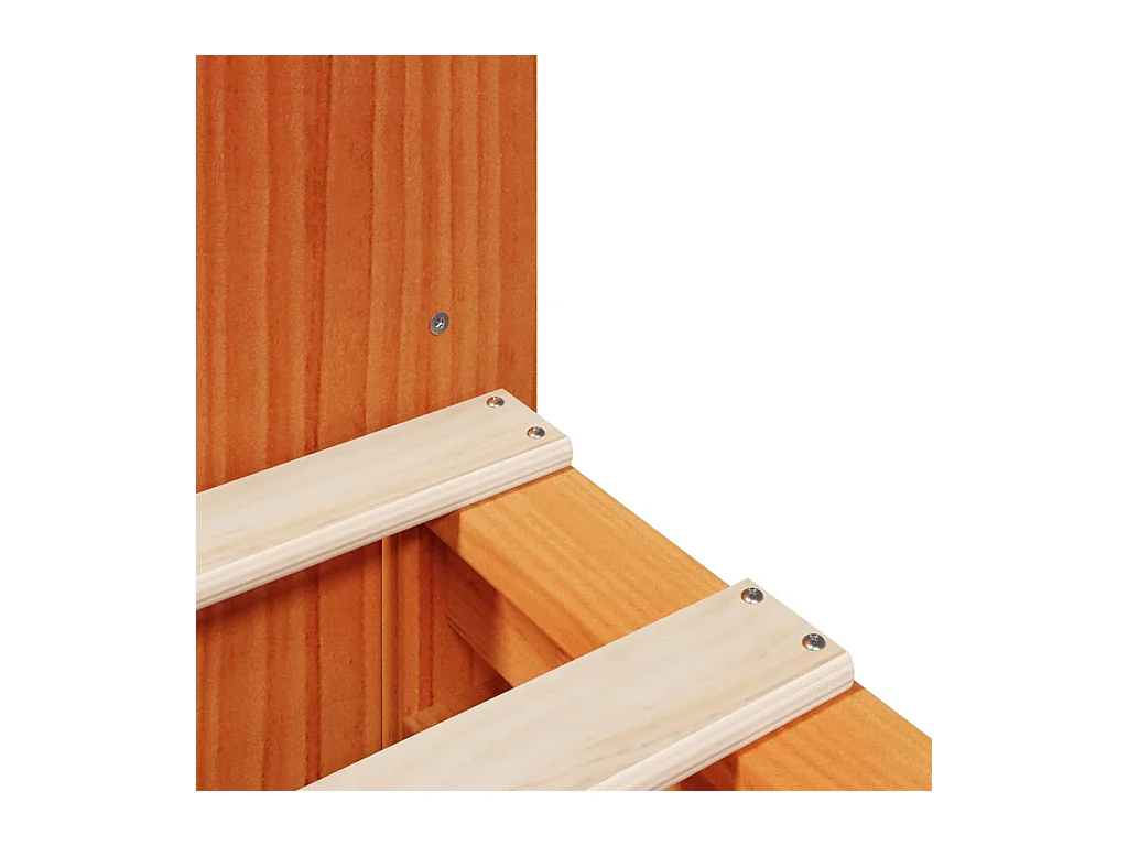 Massivholzbett mit Regal ohne Matratze Wachsbraun 140x200 cm