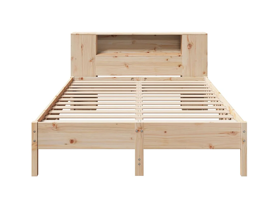 Lit bibliothèque sans matelas 140x190 cm bois de pin massif