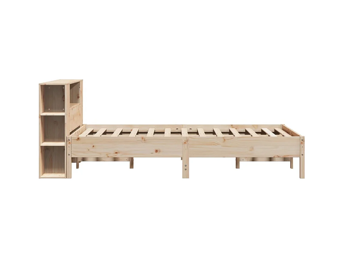 Lit bibliothèque sans matelas 140x190 cm bois de pin massif