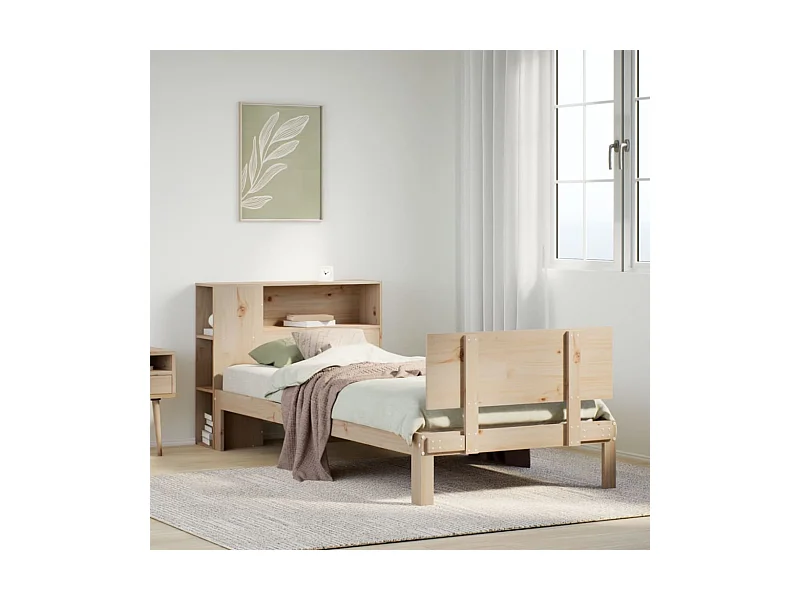 Lit bibliothèque sans matelas 90x190 cm bois de pin massif