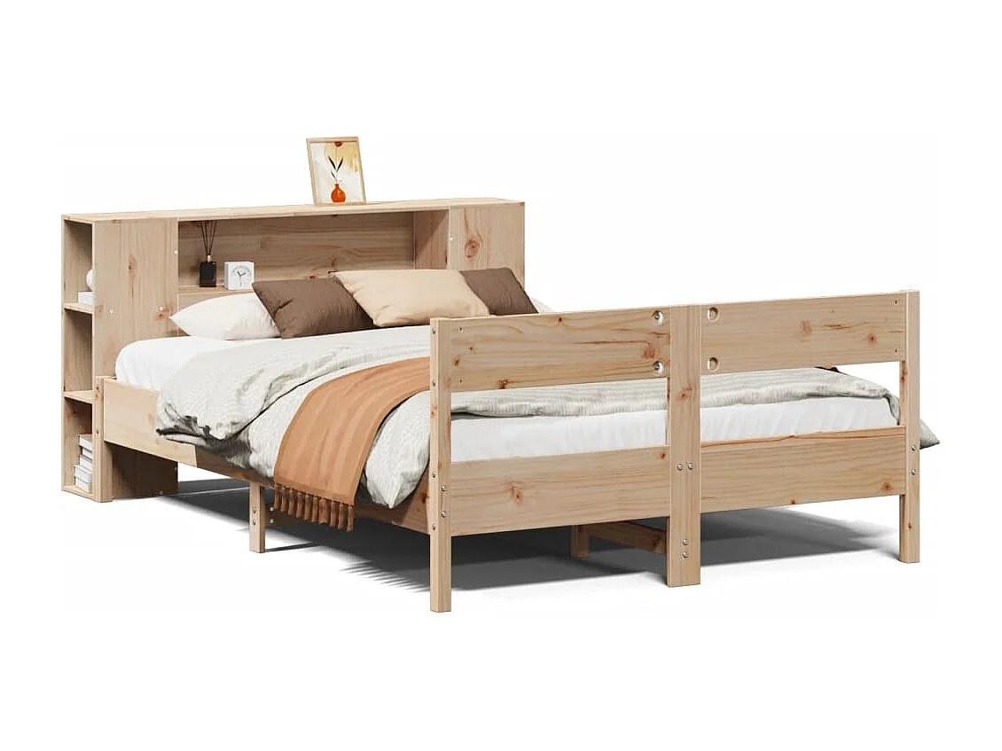Letto Libreria senza Materasso 135x190 cm in Legno di Pino