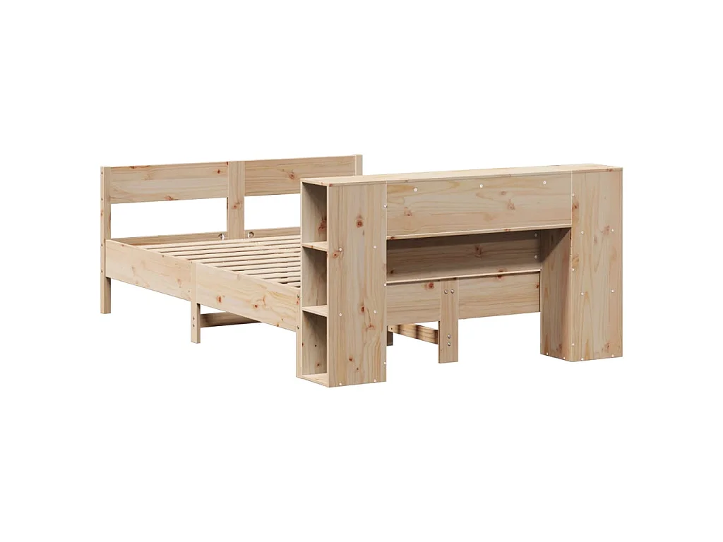 Cama com estante sem colchão 135x190 cm pinho maciço