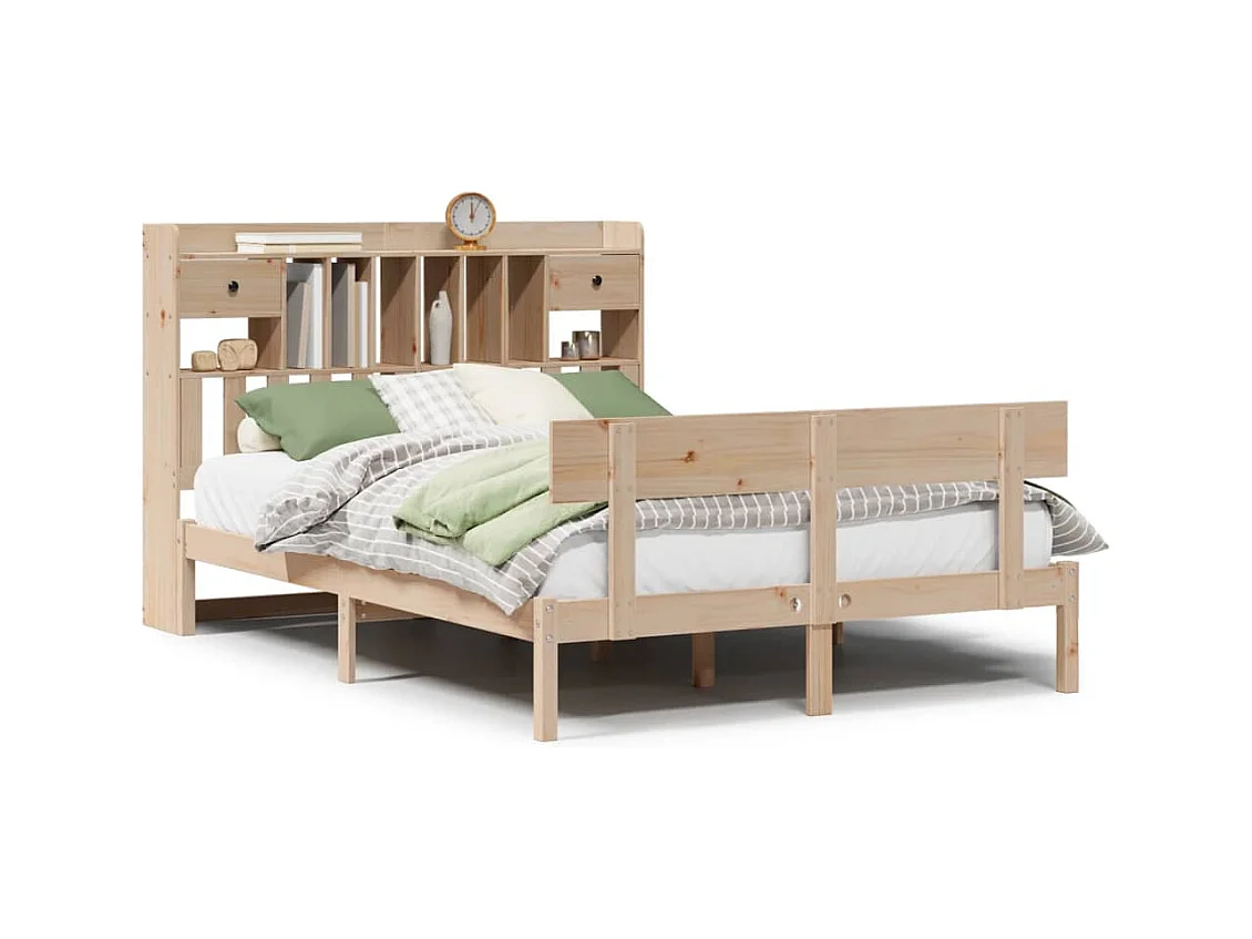 Massivholzbett mit Regal ohne Matratze 150x200 cm Kiefernholz