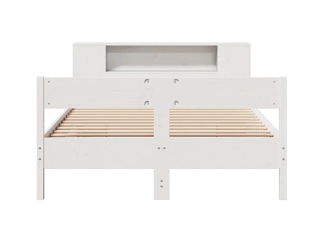 Bed met boekenkast zonder matras grenenhout wit 150x200 cm