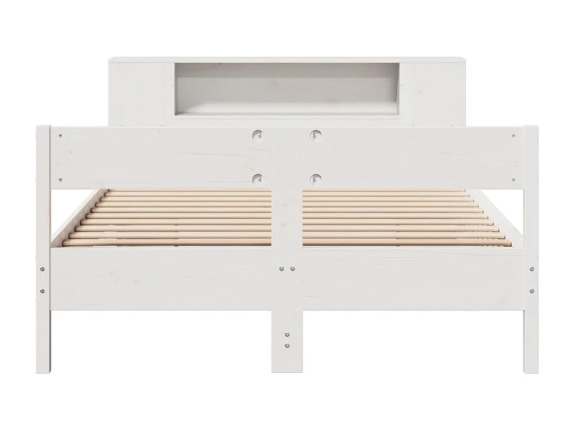 Lit bibliothèque sans matelas blanc 150x200 cm bois pin massif