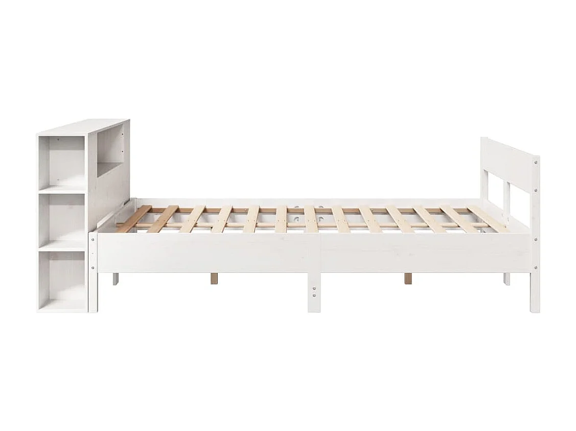 Lit bibliothèque sans matelas blanc 150x200 cm bois pin massif