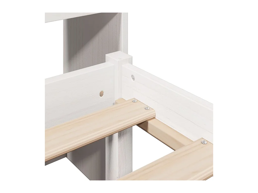 Lit bibliothèque sans matelas blanc 140x190 cm bois pin massif