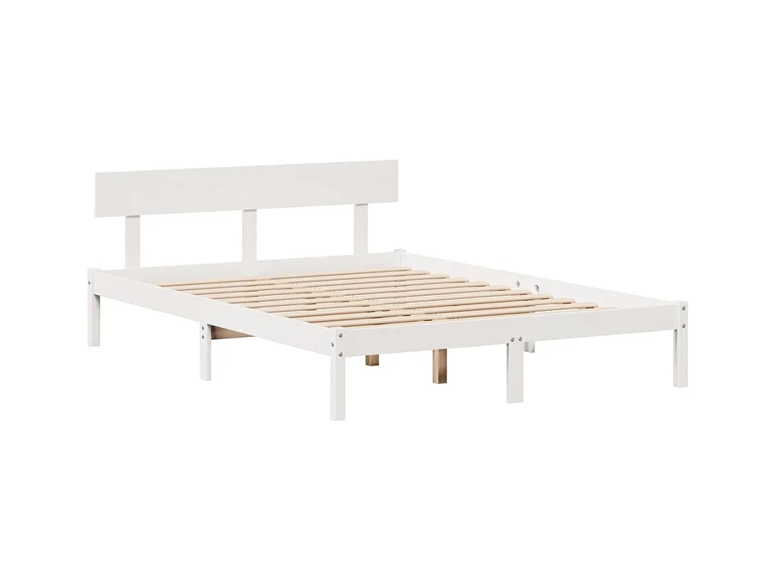 Lit bibliothèque sans matelas blanc 140x190 cm bois pin massif