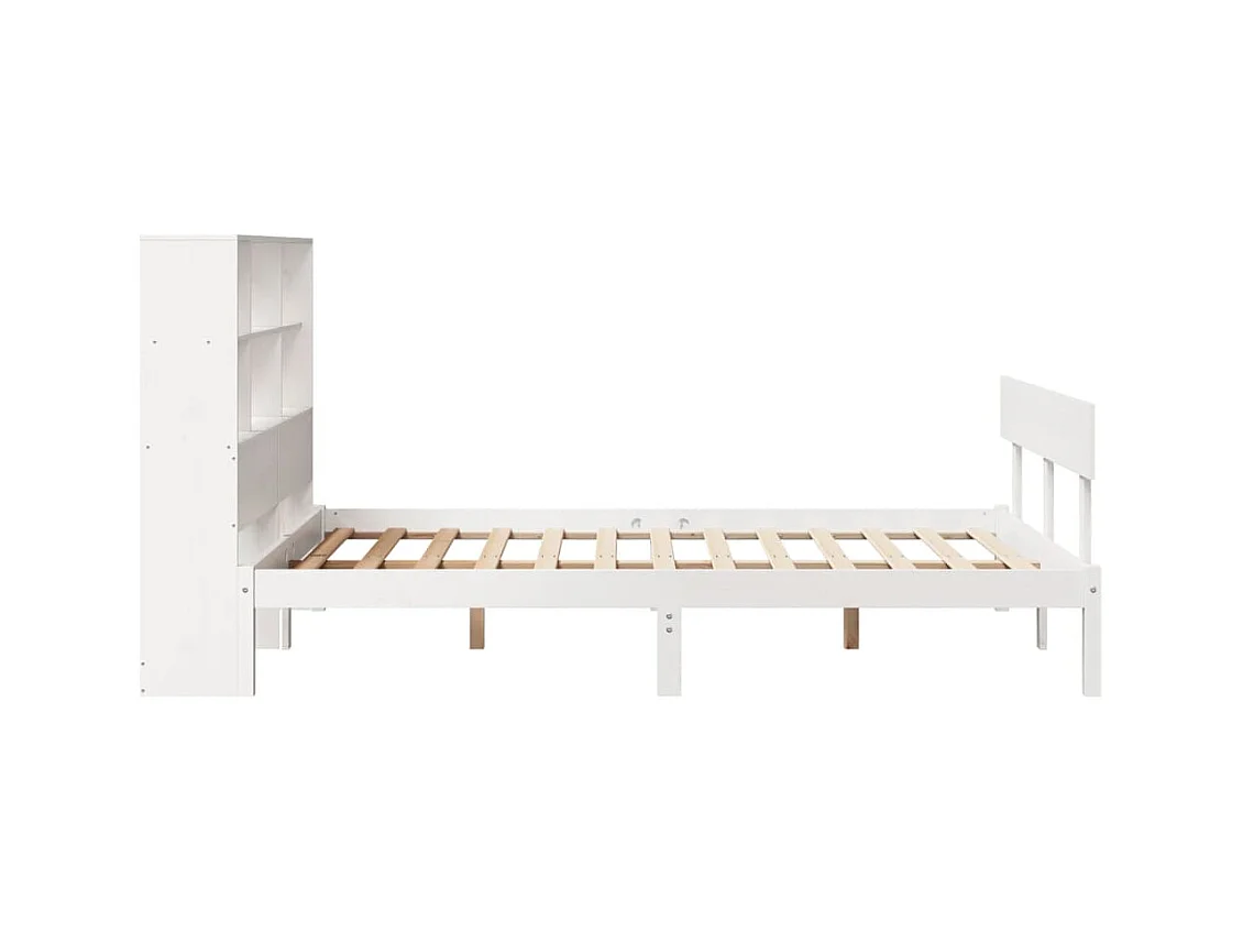 Lit bibliothèque sans matelas blanc 140x190 cm bois pin massif