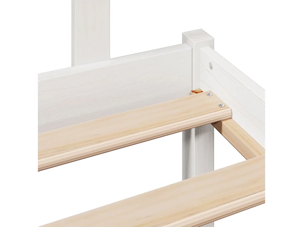 Cama con estantería sin colchón madera maciza blanca 120x190 cm