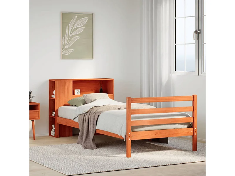 Letto Libreria senza Materasso Marrone Cera 100x200 cm Legno