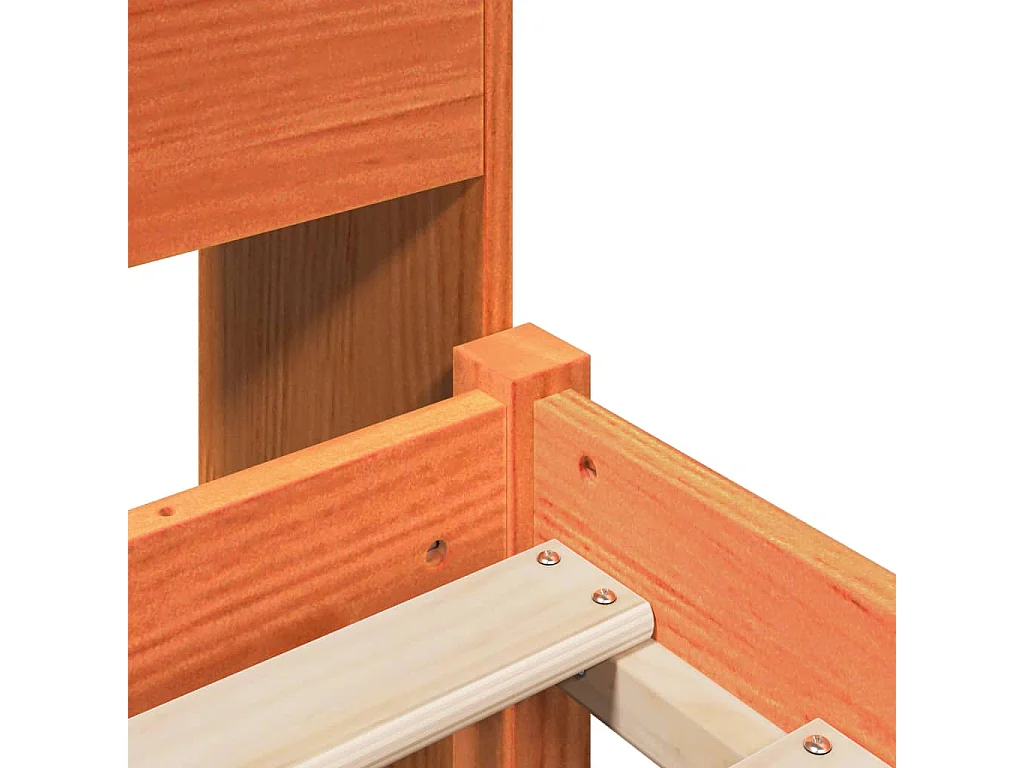 Lit bibliothèque sans matelas cire marron 100x200cm bois massif