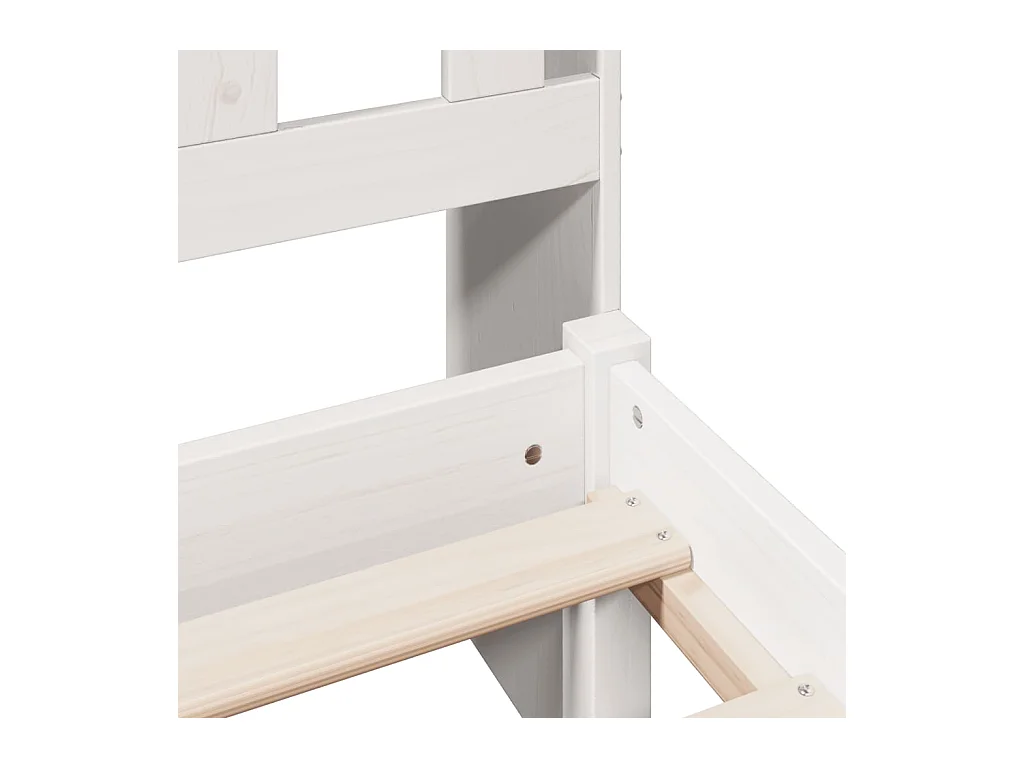 Lit bibliothèque sans matelas blanc 140x190 cm bois pin massif