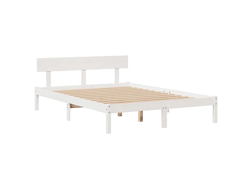 Lit bibliothèque sans matelas blanc 140x190 cm bois pin massif