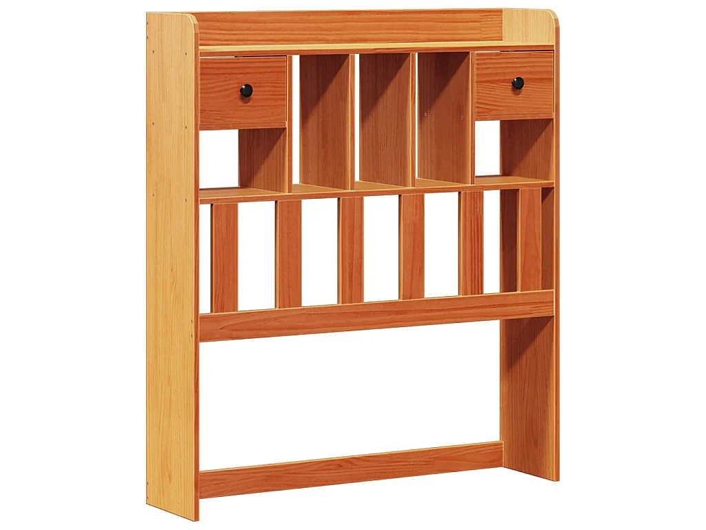 Bed met boekenkast zonder matras grenenhout wasbruin 100x200 cm