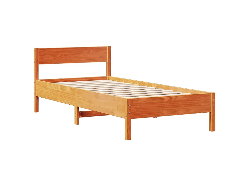 Bed met boekenkast zonder matras grenenhout wasbruin 100x200 cm