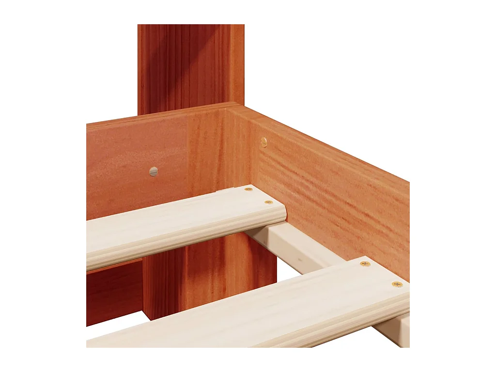 Massivholzbett mit Regal ohne Matratze Wachsbraun 140x190 cm