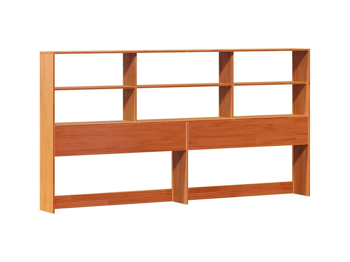 Massivholzbett mit Regal ohne Matratze Wachsbraun 200x200 cm