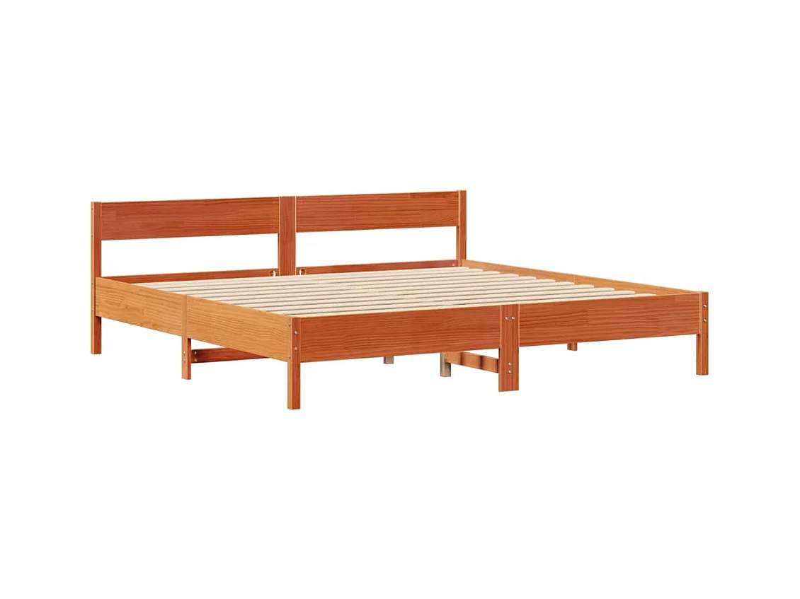 Massivholzbett mit Regal ohne Matratze Wachsbraun 200x200 cm