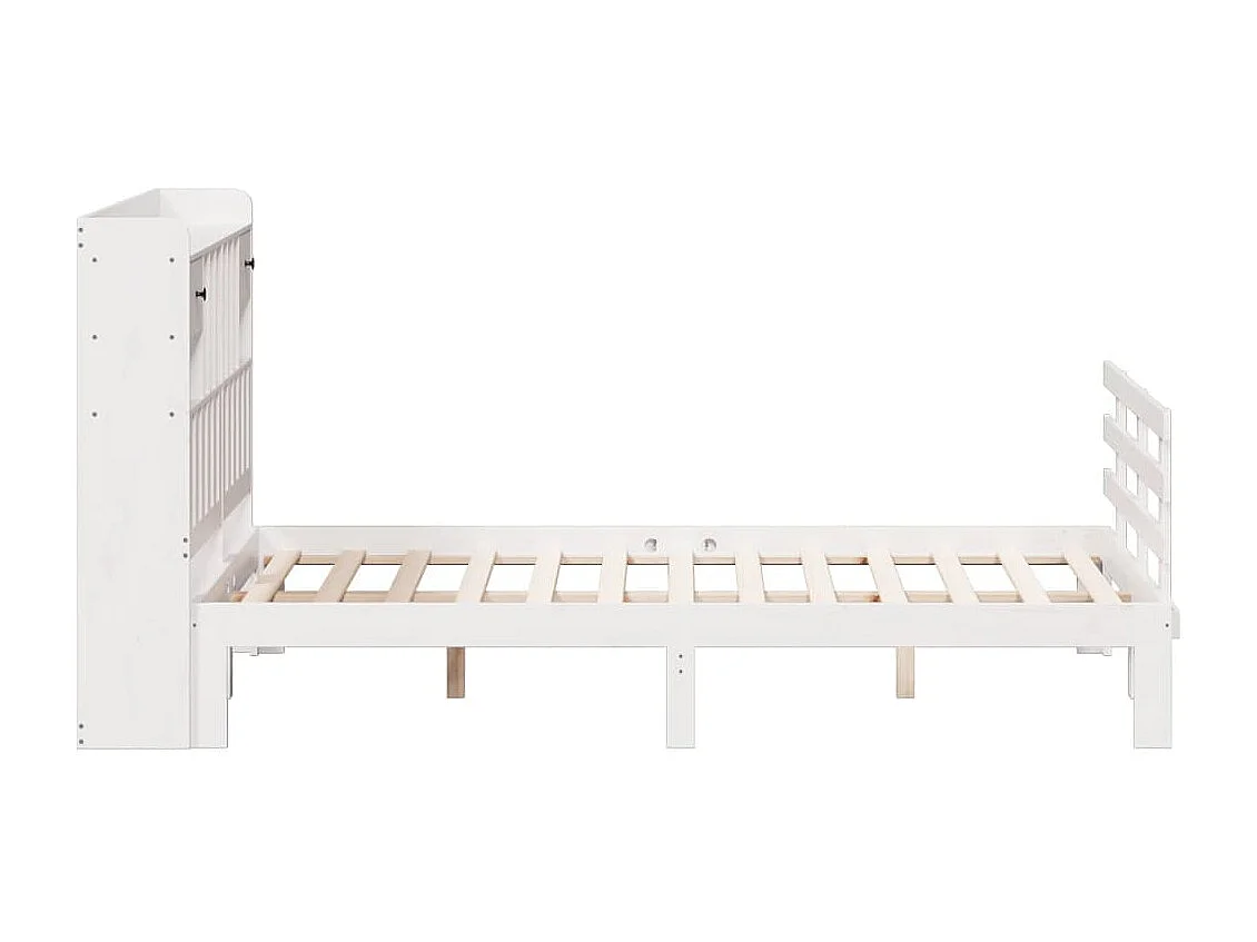 Lit bibliothèque sans matelas blanc 140x190 cm bois pin massif