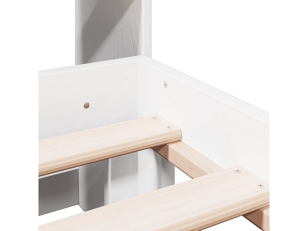 Lit bibliothèque sans matelas blanc 140x190 cm bois pin massif