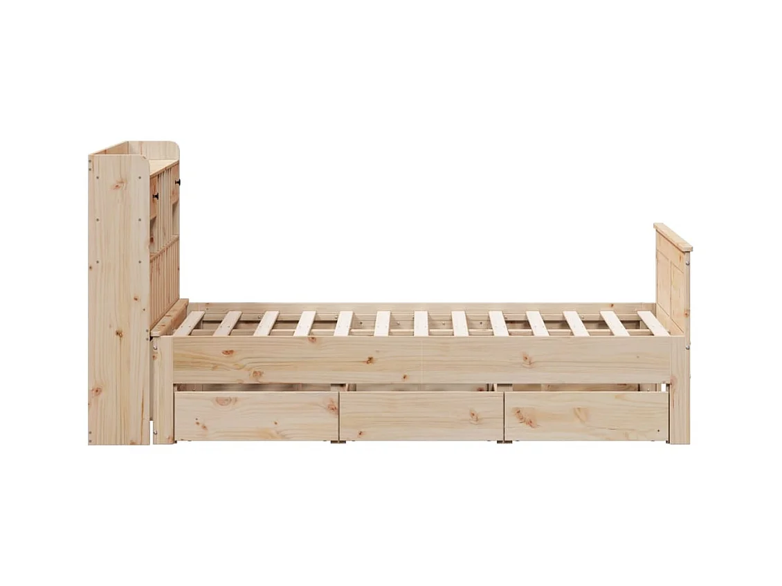 Cama com estante sem colchão 135x190 cm pinho maciço