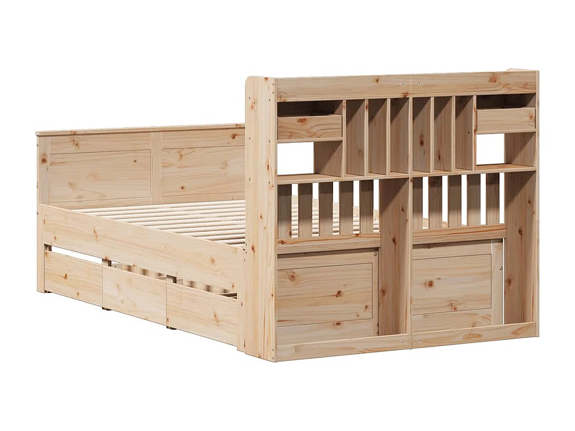 Cama com estante sem colchão 135x190 cm pinho maciço