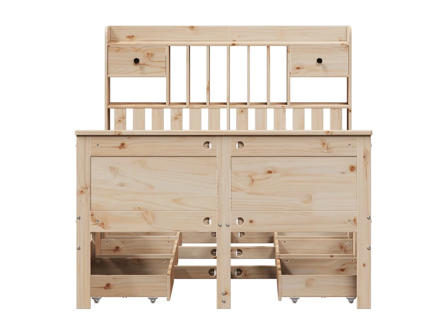 Bed met boekenkast zonder matras massief grenenhout 135x190 cm