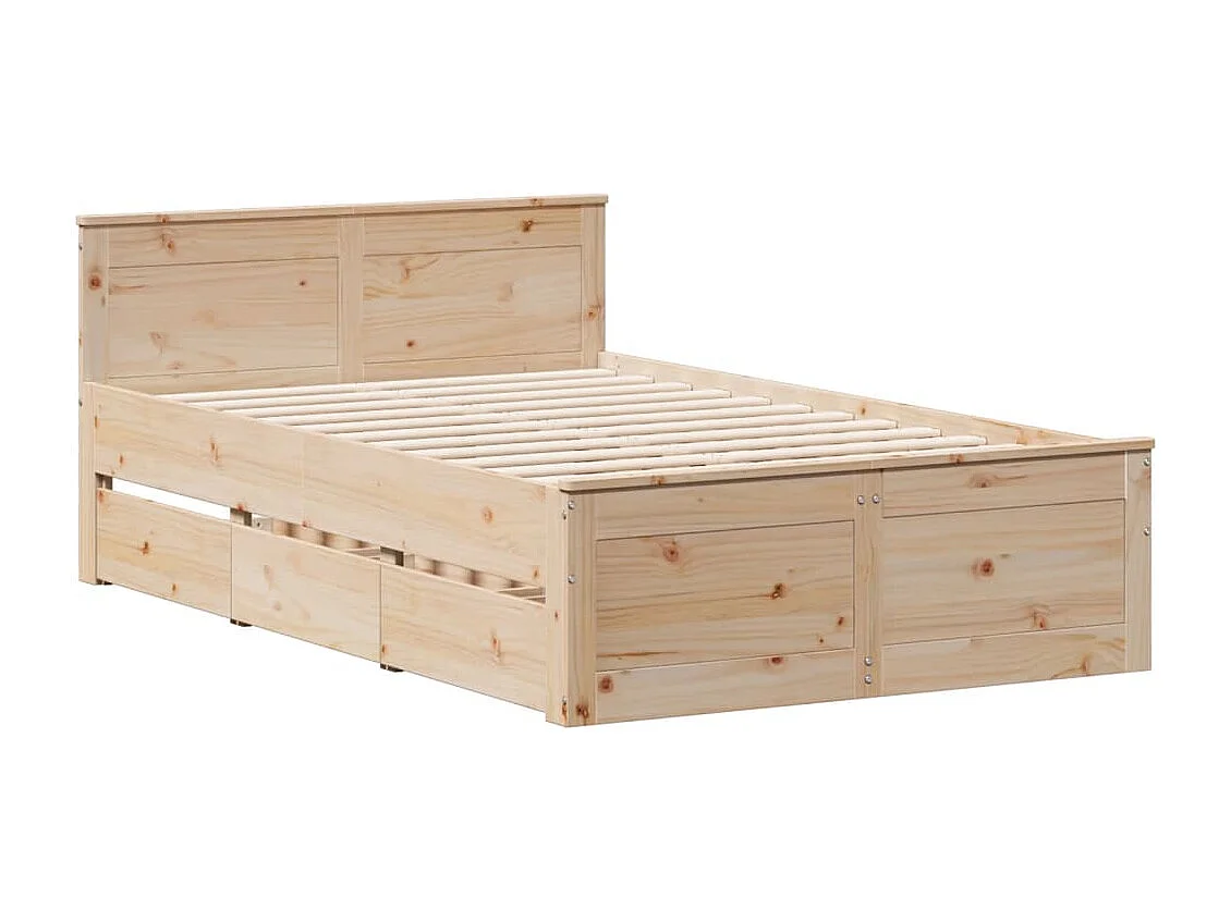 Bed met boekenkast zonder matras massief grenenhout 135x190 cm