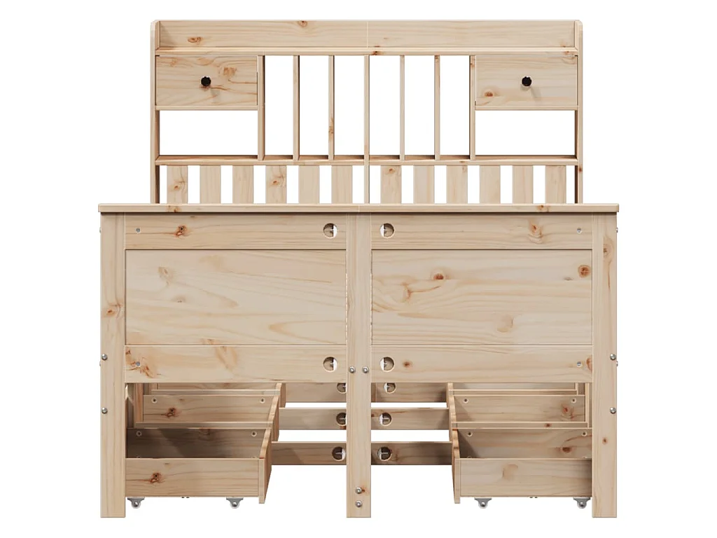 Lit bibliothèque sans matelas 135x190 cm bois de pin massif