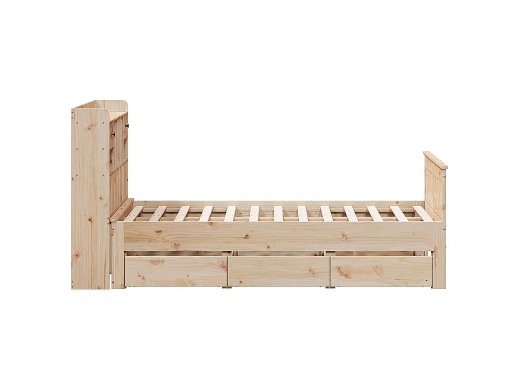 Lit bibliothèque sans matelas 135x190 cm bois de pin massif