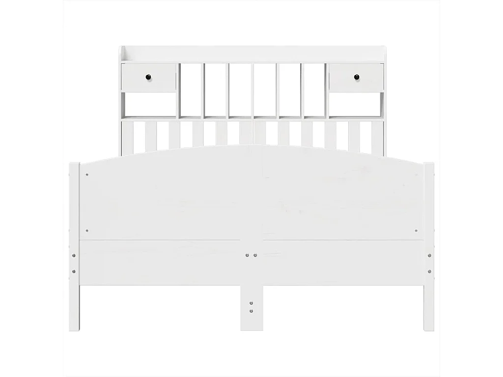 Lit bibliothèque sans matelas blanc 150x200 cm bois pin massif