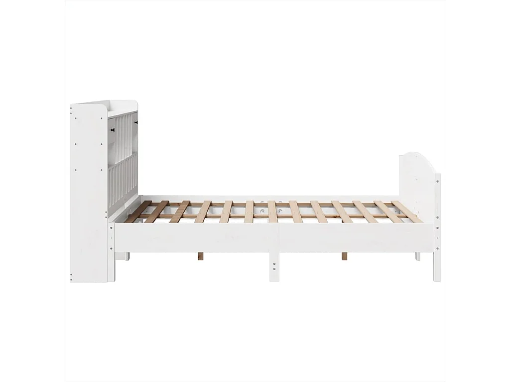 Lit bibliothèque sans matelas blanc 150x200 cm bois pin massif