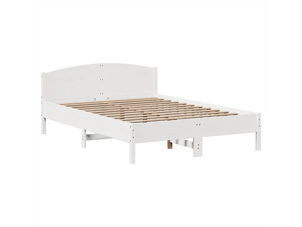 Lit bibliothèque sans matelas blanc 150x200 cm bois pin massif