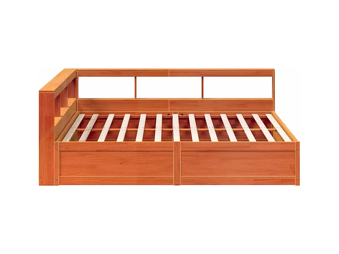 Lit bibliothèque sans matelas cire marron 180x200 cm pin massif
