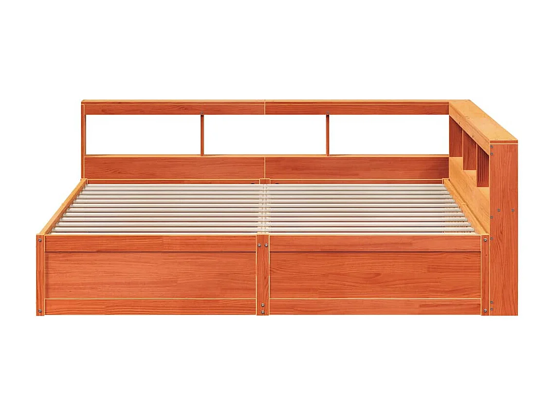 Cama con estantería sin colchón madera maciza marrón 180x200cm