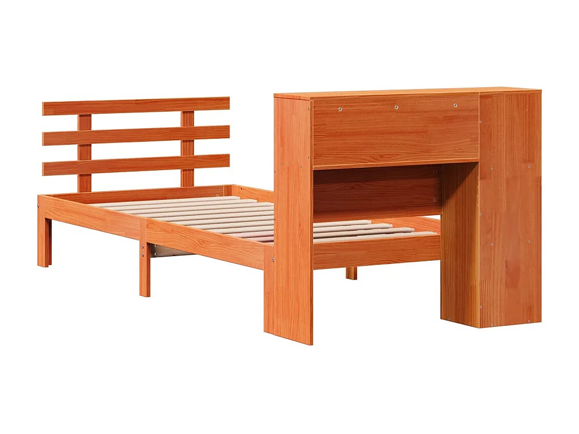 Letto Libreria senza Materasso Marrone Cera 75x190 cm in Pino