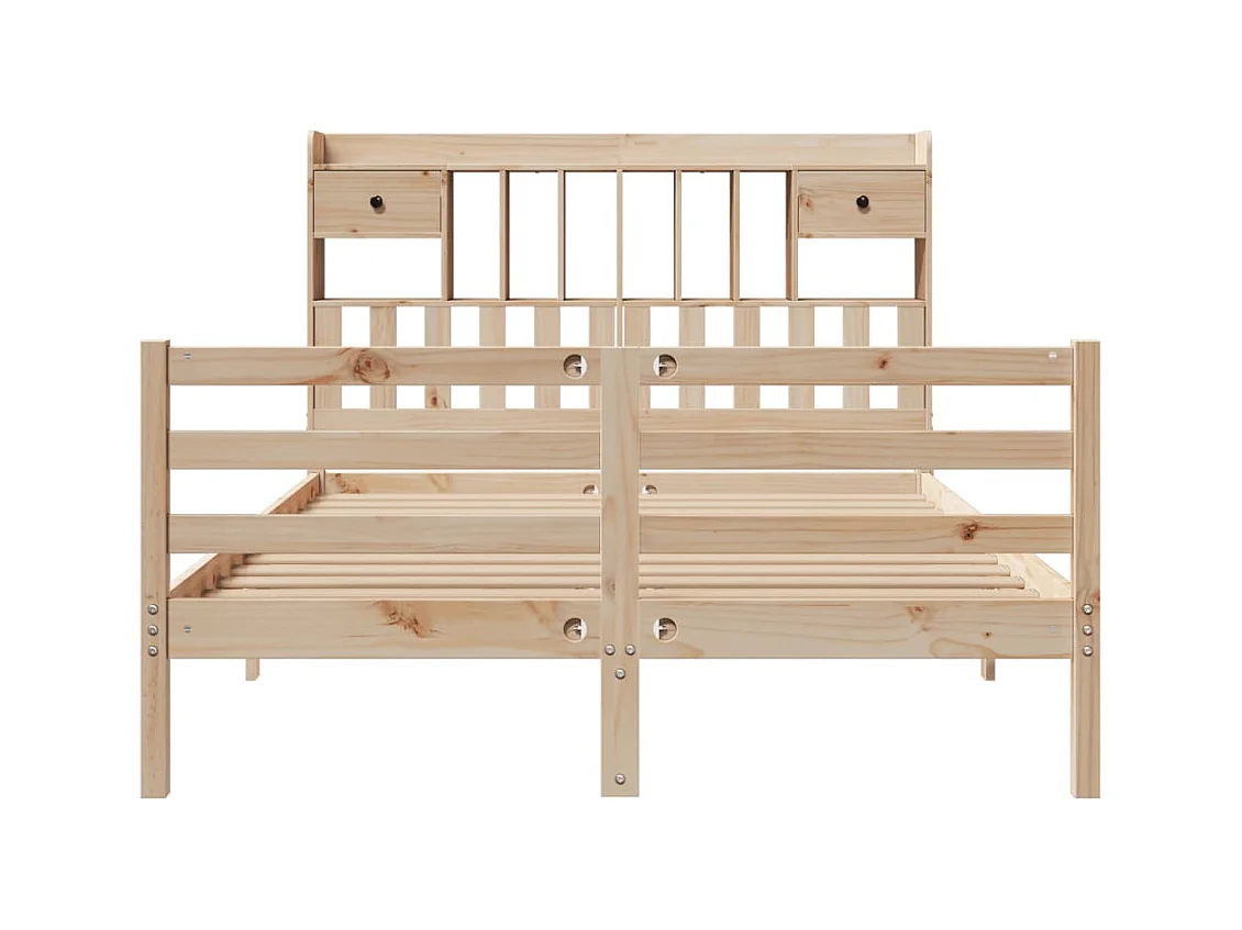 Cama con estantería sin colchón madera maciza de pino 150x200cm
