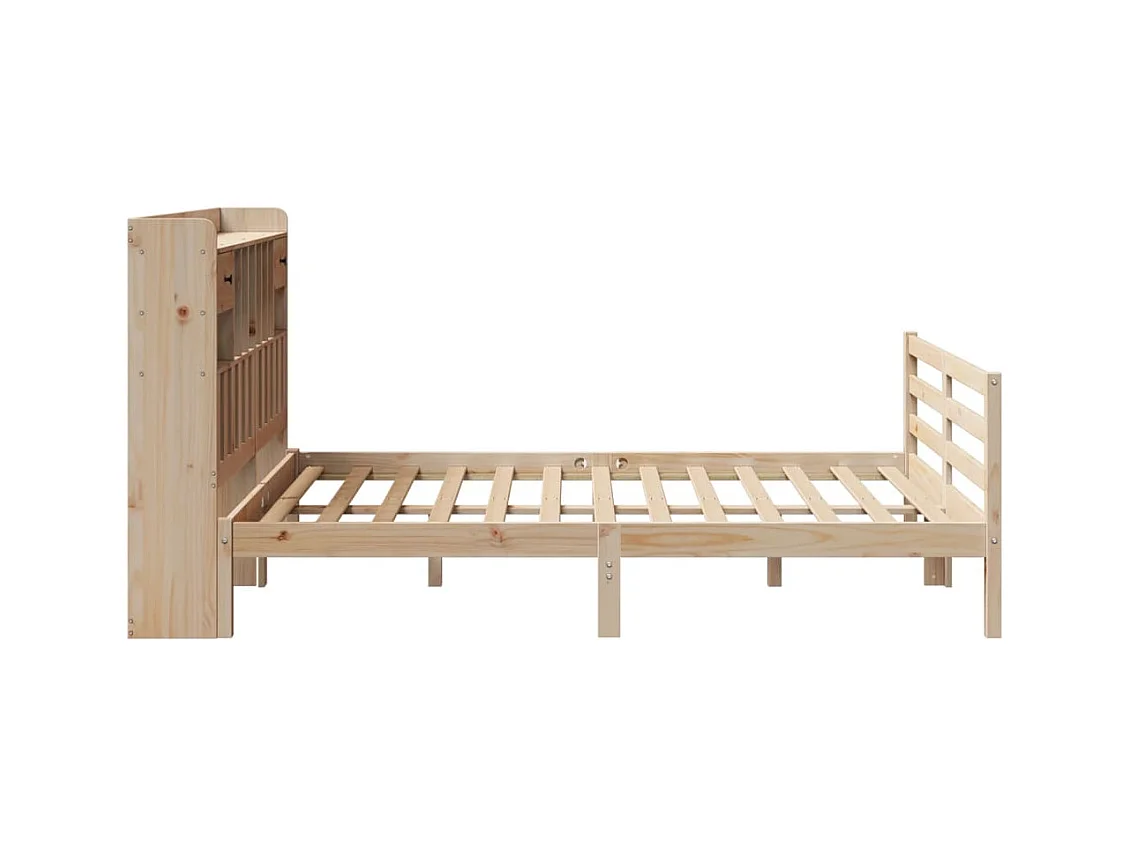 Cama con estantería sin colchón madera maciza de pino 150x200cm